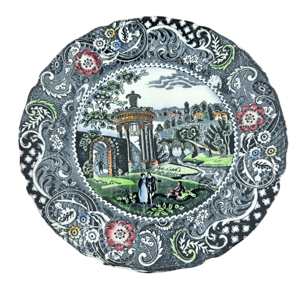 W.R Midwinter England Landscape 10" Multicolor Transferware Plate VTG